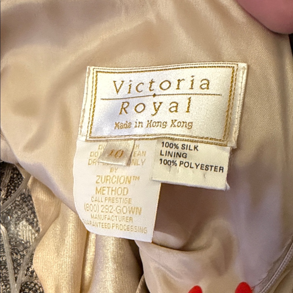 Victoria Royal Beige Evening Gown with Beaded Jacket - Picture 6 of 8